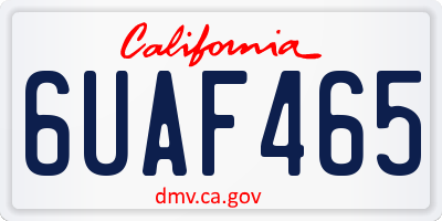 CA license plate 6UAF465