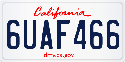 CA license plate 6UAF466