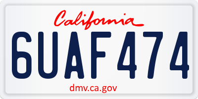 CA license plate 6UAF474