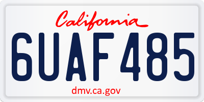 CA license plate 6UAF485