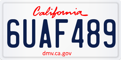CA license plate 6UAF489
