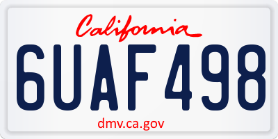 CA license plate 6UAF498
