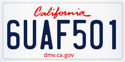 CA license plate 6UAF501