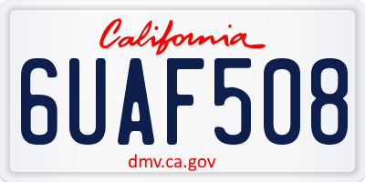 CA license plate 6UAF508