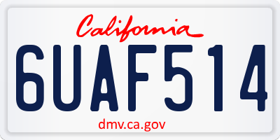 CA license plate 6UAF514