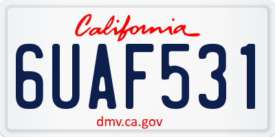 CA license plate 6UAF531