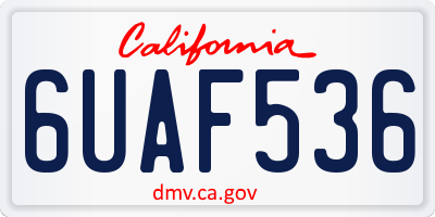CA license plate 6UAF536