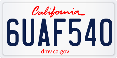 CA license plate 6UAF540