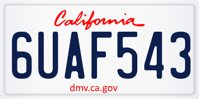 CA license plate 6UAF543