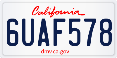 CA license plate 6UAF578