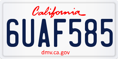 CA license plate 6UAF585
