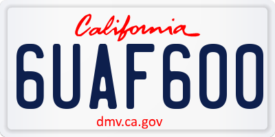 CA license plate 6UAF600