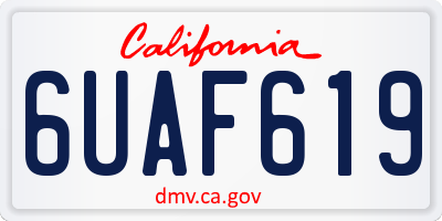 CA license plate 6UAF619