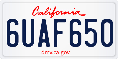 CA license plate 6UAF650