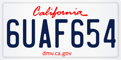 CA license plate 6UAF654