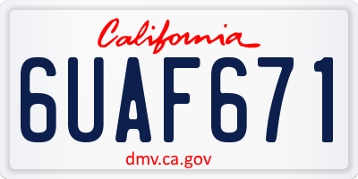 CA license plate 6UAF671