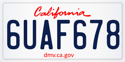 CA license plate 6UAF678