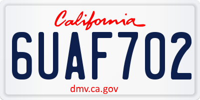CA license plate 6UAF702