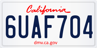 CA license plate 6UAF704