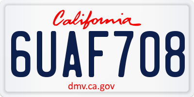 CA license plate 6UAF708