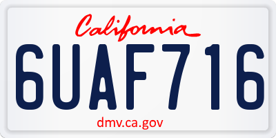 CA license plate 6UAF716