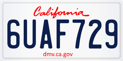 CA license plate 6UAF729