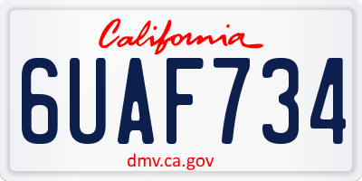 CA license plate 6UAF734