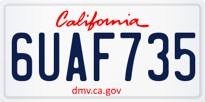 CA license plate 6UAF735