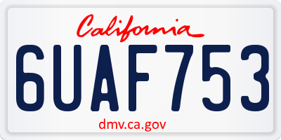 CA license plate 6UAF753