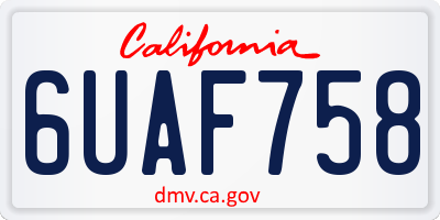 CA license plate 6UAF758