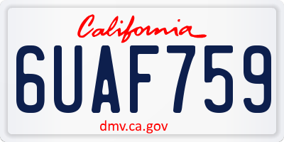 CA license plate 6UAF759