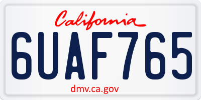 CA license plate 6UAF765