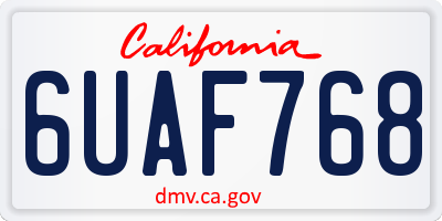 CA license plate 6UAF768