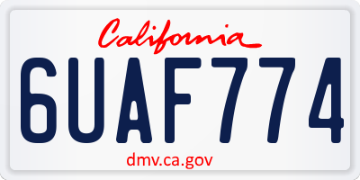 CA license plate 6UAF774
