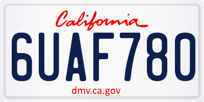 CA license plate 6UAF780