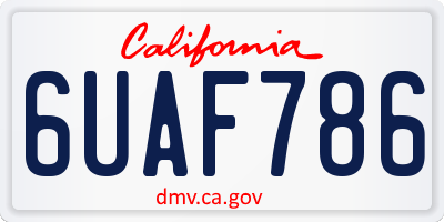 CA license plate 6UAF786