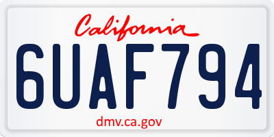 CA license plate 6UAF794