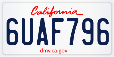 CA license plate 6UAF796