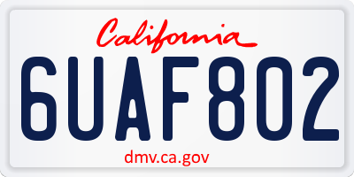 CA license plate 6UAF802