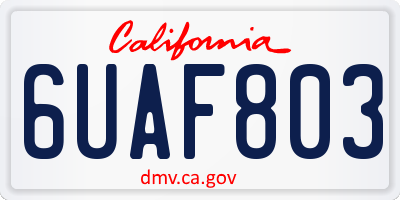CA license plate 6UAF803