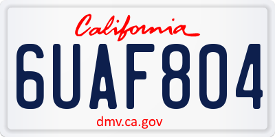 CA license plate 6UAF804