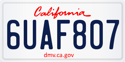 CA license plate 6UAF807