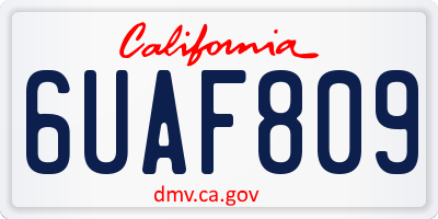 CA license plate 6UAF809
