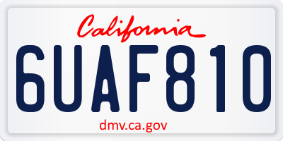 CA license plate 6UAF810