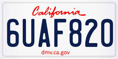 CA license plate 6UAF820