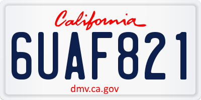 CA license plate 6UAF821