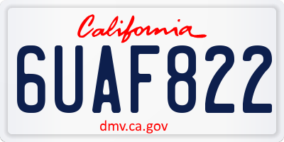CA license plate 6UAF822