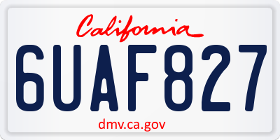CA license plate 6UAF827