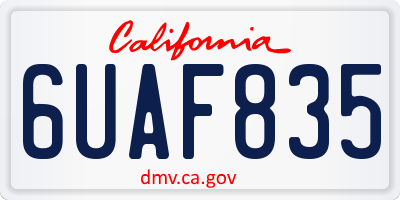 CA license plate 6UAF835