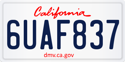 CA license plate 6UAF837